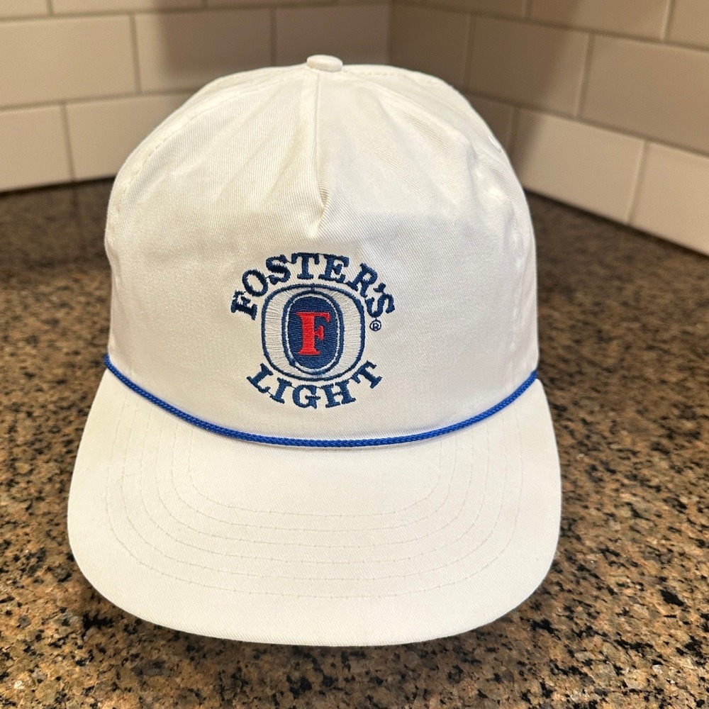 Vtg Fosters Light Designs Int'l Rope Trucker Hat Snapback White Cotton
